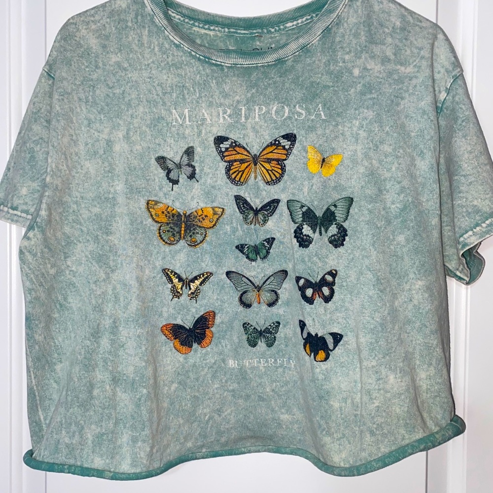 Butterfly crop top tye dye t shirt